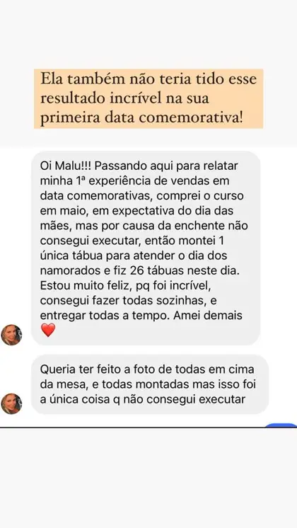 Depoimento de aluna sobre Dia dos Namorados